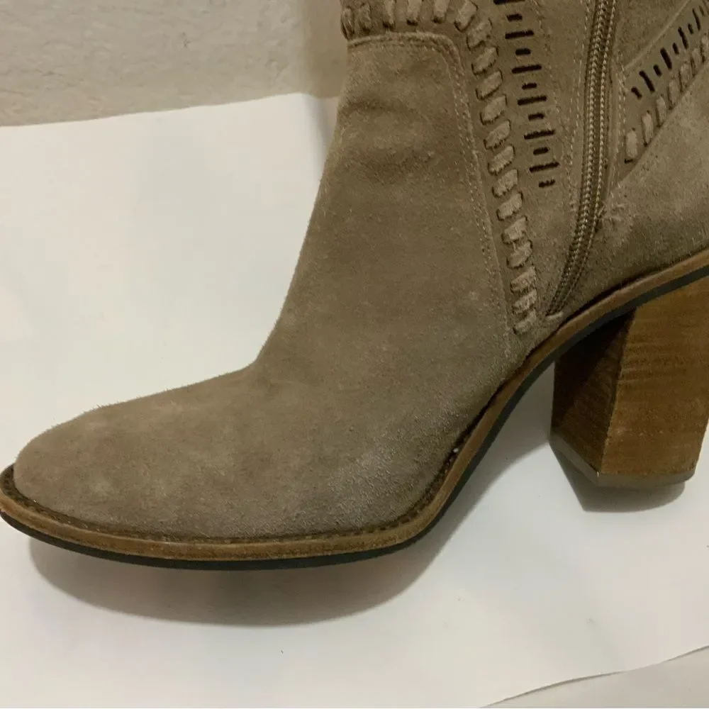 Vince Camuto Madolee Over the Knee W/ Heel Boots Brown Tan Taupe Suede Sz 9.5M